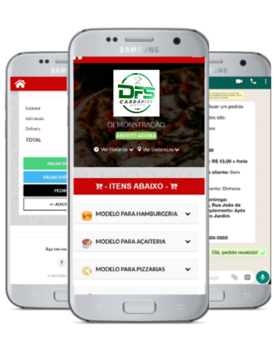 Cardápio de pedidos via WhatsApp.